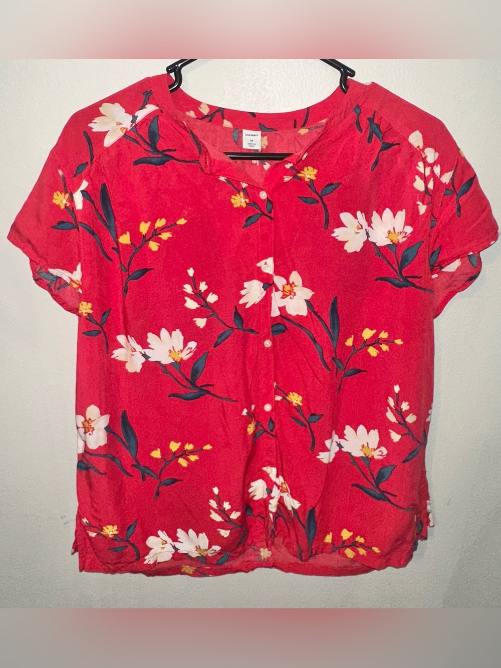 Old Navy Red Floral Shirt